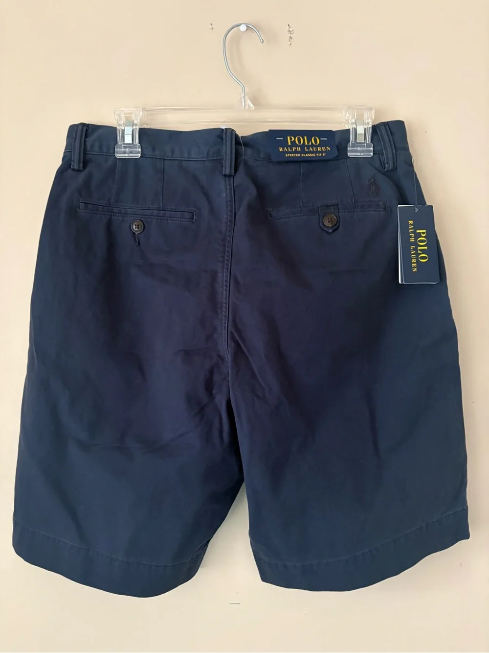 Polo by Ralph Lauren Men's Navy Flat-Front Chino Shorts Sz.30 New